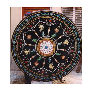 ที่สวยงามหินอ่อนสีขาวฝังโต๊ะรับประทานอาหารด้านบนโต๊ะกลม - Product Image 1