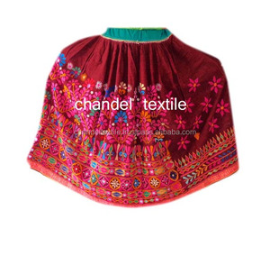 Jupe vintage en coton ethnique Banjara Rabari Kuchi multicolore rose broderie décontractée grande taille taille naturelle à collectionner - Product Image 4