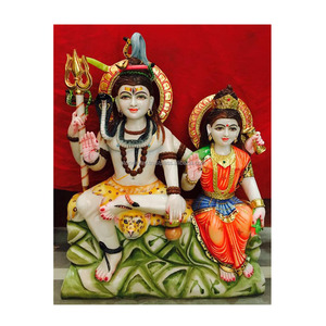 白い大理石の宗教的なヒンドゥー教の神Shiv <span class=keywords><strong>Parvati</strong></span> Ji像礼拝所と病院の装飾像リーズナブルな価格 - Product Image 1