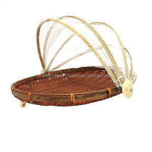 Panier à fruits pliable en bambou pas cher avec couvercle en filet Fabriqué au Vietnam - Product Image 2
