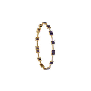 Pave Diamond 14k Gold Baguette Gemstone Bangle - Product Image 1