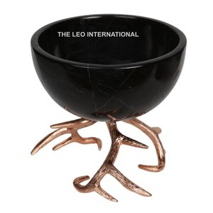 <b>Epoxy</b> <b>Resin</b> <b>Black</b> Shiny Color Golden Plated Decorative Bowl Aluminum Metal Dinning Table Ware Home Hotel Bowl - Product Image 1