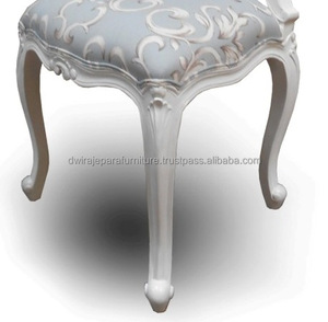 Chaise de salle à manger en bois de mahogany massif peinte à la main avec revêtement en tissu floral - Product Image 6