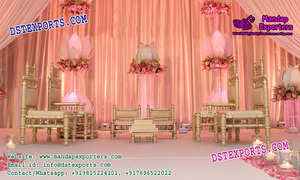 Chaises en métal pour mandap de mariage indien, chaises pour la mariée et le marié, réception de mariage, ensemble de chaises pour la mariée et le marié, vente aux États-Unis et au Royaume-Uni, DST Exports - Product Image 5