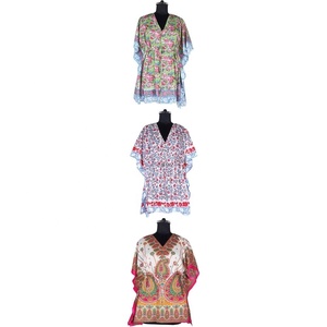 Nuevos diseños Marruecos Kaftan corto 2025 Bloque de mano de alta calidad Impreso Diseño floral Kaftan Tamaño libre Kaftan en moda para niñas - Product Image 3