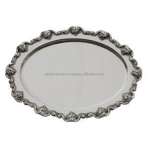 ถาดเสิร์ฟอาหารลายสี่เหลี่ยมถาดเสิร์ฟพร้อมฐานทองเหลืองเจาะรูโลหะ - Product Image 3