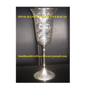 แก้วไวน์ทองเหลืองชุบเงินสลักลายวินเทจรักษ์โลก ขนาด 250 มล. - Product Image 2