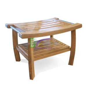 Banc de douche en bois de teck massif de couleur naturelle Meubles de salle de bain modèle Florida - Product Image 2