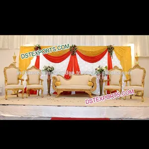 Muebles de escenario de boda paquistaní, conjunto de sofá de madera tallado, mobiliario indio para boda paquistaní - Product Image 1