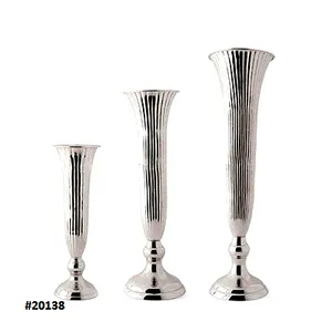 Geleneksel Metal sofra trompet vazo döküm alüminyum dekoratif vazo kaba döküm masa çiçek vazo