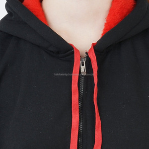 Sweatshirts personnalisés vierges en vrac Conception d'hiver Couleur unie Sweat à capuche pour femme Lumière thermique Noir - Product Image 4