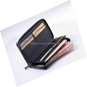 Custom Logo Luxury Women's <b>Wallet</b> with Multi Credit <b>Card</b> Holder RFID Feature Zipper Closure PU and Leather Lining for Travel - Product Image 1