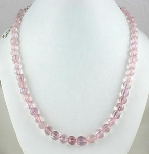 47 piezas 16 "largo Natural cuarzo rosa piedra preciosa facetada forma elegante collar Rosa hermosa joyería hecha a mano - Product Image 2