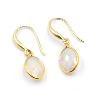 เรนโบว์มูนสโตน31ถึง32มม. พร้อมหูลวด Marquise รูปร่างต่างหูเงินชุบทอง - Product Image 1