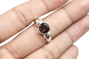 Magnifique Quartz fumé de forme ronde, bagues en argent Sterling 925, bijoux en argent 925, vente en gros, bijoux en argent 925 - Product Image 4