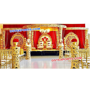 Mandap de Fibra para Decoración de Bodas Indias, Mandap Dorado Tallado de Diseño Delicioso, Fabricantes y Exportadores de Mandaps en Nueva York - Product Image 1
