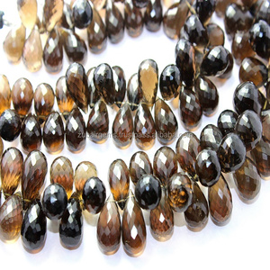 Forme de goutte de perles de pierre à facettes en quartz fumé naturel - Product Image 1