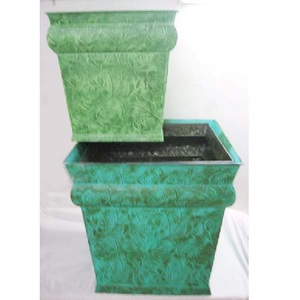GARDEN PLANTER LEAF PATTERN LARGE METAL IRON GALVANIZED AMERICAN STYLE <b>for</b> INDOOR and OUTDOOR USE - Product Image 1