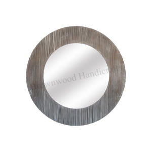 Marco de espejo de madera MDF redondo clásico hecho a mano aspecto antiguo espejo decorativo montado en la pared para el hogar Oficina compra a granel - Product Image 1