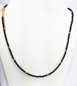 Collier de perles rondes facettées en onyx noir et pyrite dorée de 3 à 4 mm - Cadeau - Product Image 3