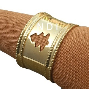 Nouvelle conception faite à la main décoratif rond de serviette nickelé conception personnalisée en laiton métal rond de serviette - Product Image 2