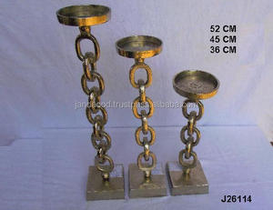 Bougeoir finition nickel brut de haute qualité fabriqué en fonte d'aluminium chaîne Style décor à la maison bougeoir au prix de gros - Product Image 3