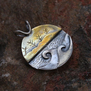 Conception de scénario pendentif bicolore en argent sterling 925, fournisseur de bijoux en gros - Product Image 2