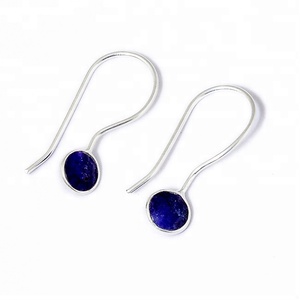 Solide. Boucles d'oreilles en argent sterling 925 avec pierres précieuses en saphir Bijoux de mode faits à la main pour mariage ou cadeau Style Casa de Plata - Product Image 1