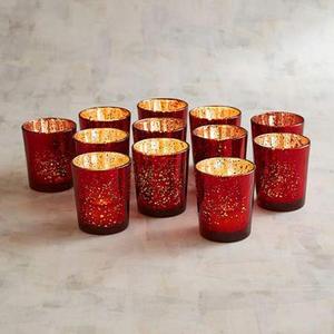 เชิงเทียนแก้วปรอทสีแดง - Product Image 1