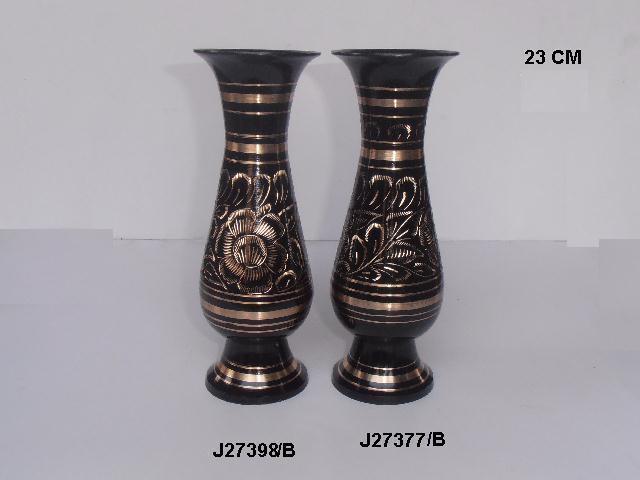 ブラックペイント インディアンフラワーベース 銅製 23cm 装飾用 VASE