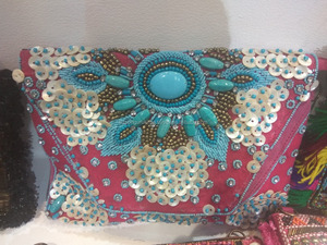 กระเป๋าคลัทช์ประดับลูกปัดสำหรับออกงานกลางคืนสำหรับผู้หญิงกระเป๋าแบบหนีบสไตล์โบฮีเมียนลายเรขาคณิตสไตล์อินเดียกระเป๋าเดินทางปาร์ตี้ - Product Image 5