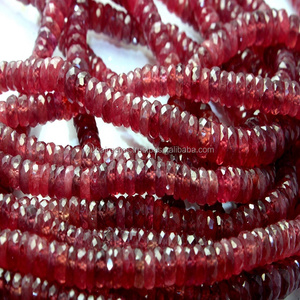 Perles en forme de pneu à facettes rubis naturel 18 pouces - Product Image 2