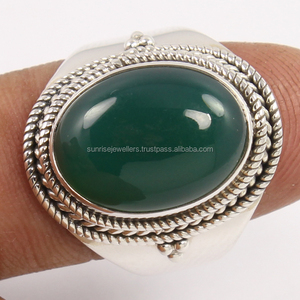GREEN ONYX Gemstone 925 Solid Sterling Silver <b>Ring</b>, Handcrafted Silver Jewellery, <b>Indian</b> Jewellery Manufacturer - Product Image 2