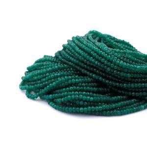 พลอยสีเขียวมรกตย้อมสีธรรมชาติ ขนาด 3.5 มม. รูปทรงรอนเดลล์เจียระไน  สำหรับทำสร้อยคอ ความยาว 13 นิ้ว - Product Image 1