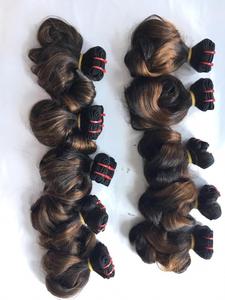 100% vietnamien vierge Remy cheveux Super Double dessiné Machine Double trame Fumi Style rebondissant miel brun cheveux tissage faisceaux - Product Image 5