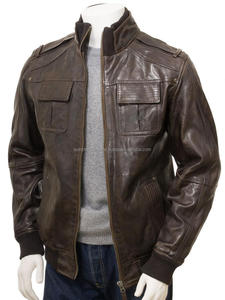 Chaqueta Bomber de cuero para hombre, venta al por mayor, nuevo aspecto, 2019 - Product Image 3