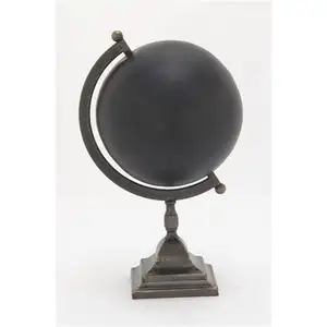 Globe en aluminium moderne et élégant de couleur noir mat, idéal pour la vaisselle de la maison et la décoration de bureau, carte du monde Globe