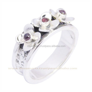 Recién llegado, hermoso anillo de piedras preciosas de granate natural para mujer, joyería de boda, proveedor de anillos Eternity Vermeil - Product Image 2