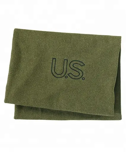 Olive Drab Green Warm Fire Retardant Wool Blanket, 66" x 90" 80% Wool US Style 4.5 lbs Warm Thick Washable Large