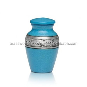 Leaves Engraved American Style Baby <b>Keepsake</b> Urn <b>for</b> <b>Ashes</b> by Brassworld India Funeral Supplies - Product Image 1