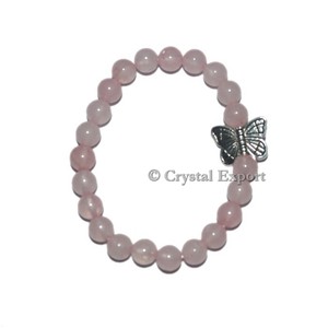Buy Online Gemstone Rose Quartz Bracelets with Butterfly - Product Image 1