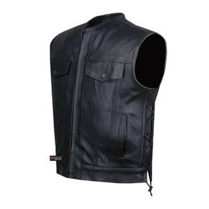 Gilet en cuir grande taille de haute qualité avec décoration de bouton Gilet d'été avec lacets latéraux - Product Image 1