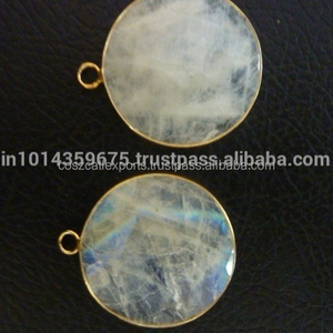 Rainbow <b>Moonstones</b> Bezels 20-35 MM Rhodium Gold Plated Sterling Silver Connectors Fashion Jewelry for Party Occasions-Wholesale - Product Image 1