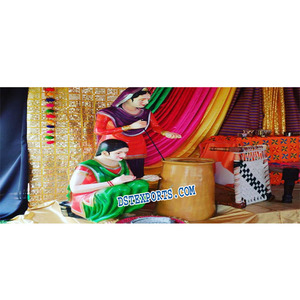 Punjabi รูปปั้นชุดรูปแบบ Tandoor วัฒนธรรม Punjabi ไฟเบอร์รูปปั้นแต่งงานรูปปั้นคู่รักขายส่งทางเข้าสหราชอาณาจักร - Product Image 1