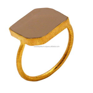 Anillo de piedras preciosas de cuarzo rosa genuino, Plata de Ley 925 con chapado en oro, joyería Unisex para bodas, compromisos, regalos, fiestas - Product Image 1