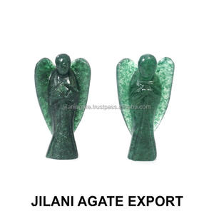 Venta al por mayor 2 pulgadas Jilani Ángel tallado Feng Shui estilo verde Aventurina piedra semipreciosa piedras preciosas arte coleccionable bolsillo Ángel - Product Image 5