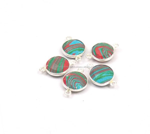 Cuivre Turquoise Pierres Précieuses Résultats Plaqué Or Fabrication de Bijoux Faits à la Main Charme Lunette Pierre De Naissance Boho Connecteur - Product Image 2