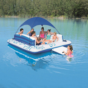 Pulau Apung Tiup PVC Kustom OEM untuk 6, 7, 10 Orang, Tema Tropis Tahiti - Product Image 4