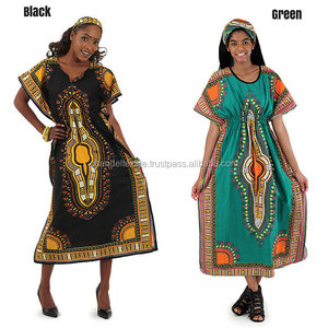Caftán Dashiki africano 100% algodón. Vestido caftán elástico con estampado Dashiki tradicional para mujer, caftán largo - Product Image 5