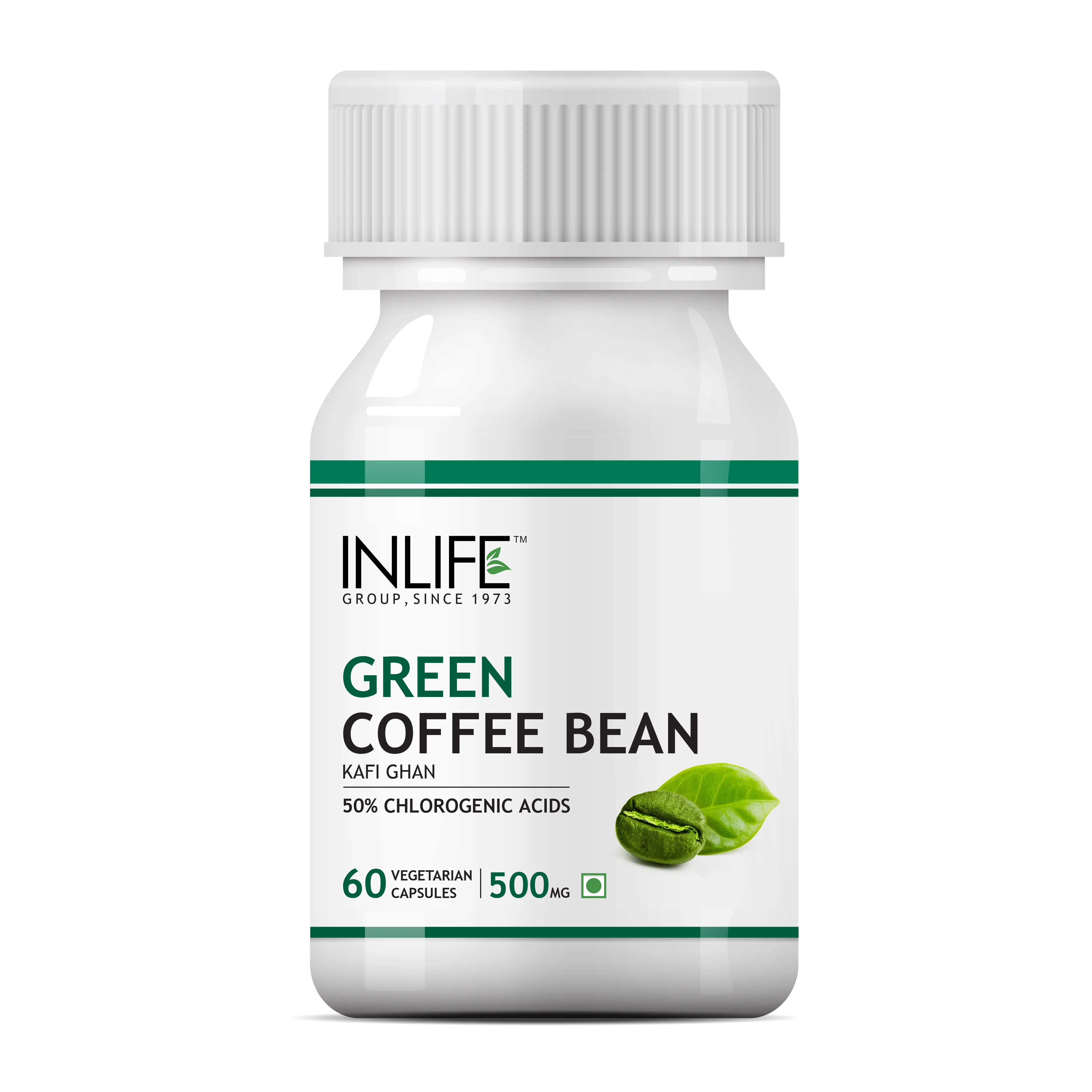 INLIFE Green Coffee Beans Extract 800MG 50% GCA (60 Veg. Capsules) Coffea Arabica Weight Supplement Herbal Supplements India